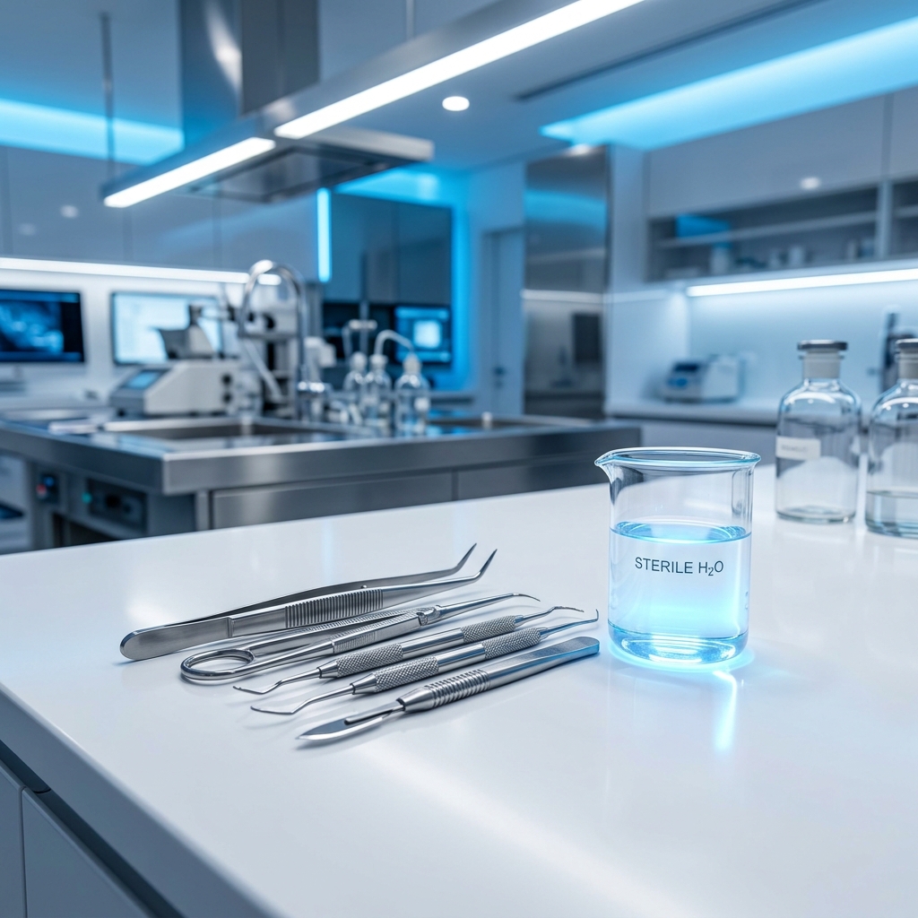Laboratorio clínico de alta precisión, instrumental médico y agua pura